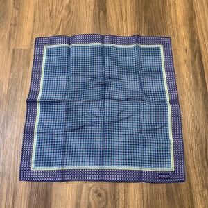 Vintage Kenzo Handkerchief Neckerchief Bandana Pocket Square Blue Plaid 16"x16"